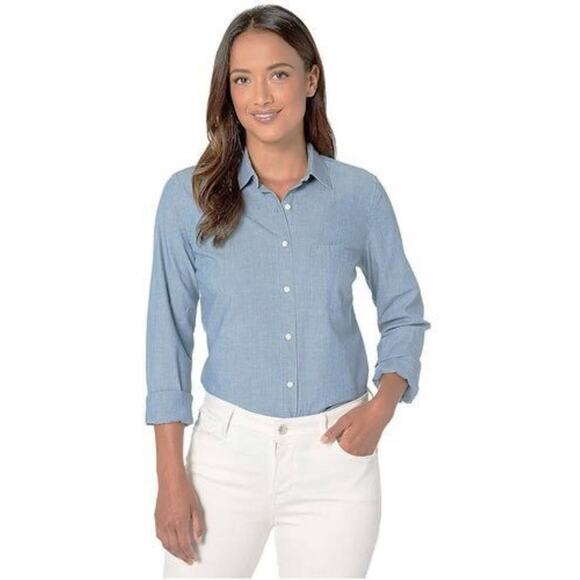 Women’s UNTUCKIT Blue Cotton Blouse Shirt The Valori Size 4 - Small - Picture 5 of 5